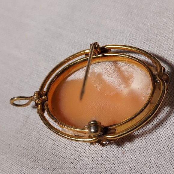 Vintage PR. ST. Co. 1/20 12K GF Cameo Pendant or Pin Hand Carved Shell Woman - Picture 3 of 10